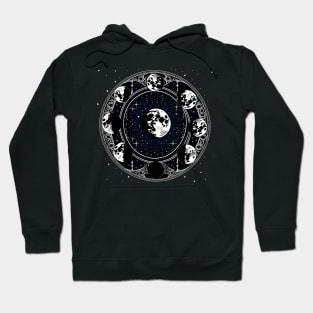 Moon phases black celestial night sky Hoodie